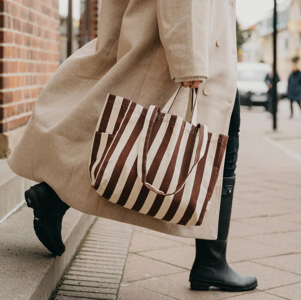 Organic tote bag low - Striped mint