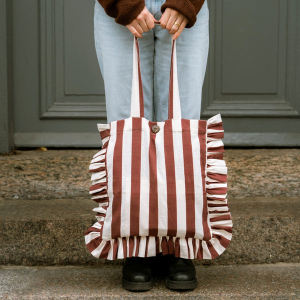 OMOM Tygkasse / Tote bag VOLANG -Randig i hampa